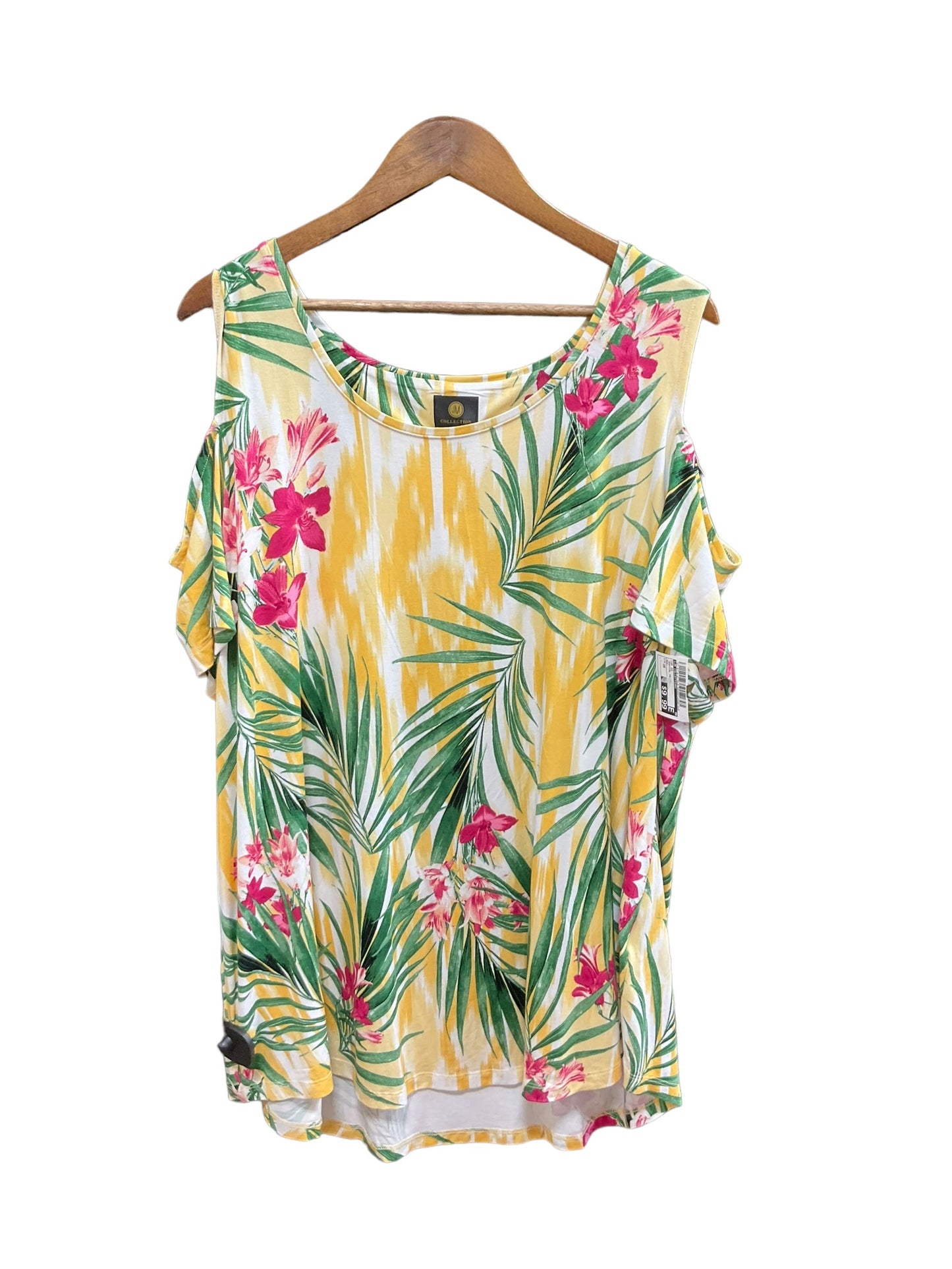 Tropical Print Top Short Sleeve Jm Collections, Size 3x