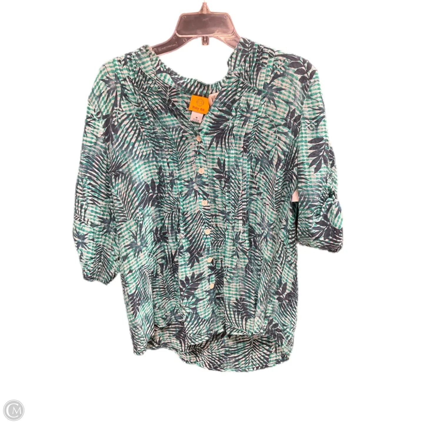 Blouse 3/4 Sleeve By Ruby Rd In Blue & Green, Size: M