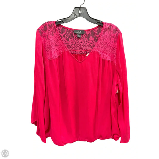 Top Long Sleeve By Agb In Pink, Size: 2x