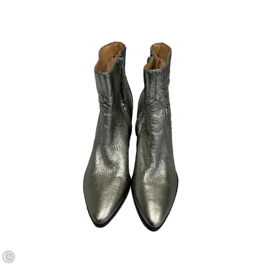 Boots Ankle Heels By Isaac Mizrahi In Silver, Size: 7