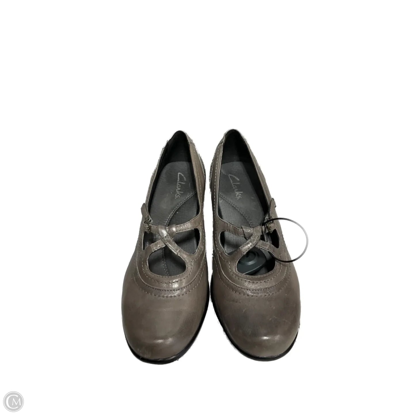 Shoes Heels Block By Clarks In Grey, Size: 8.5