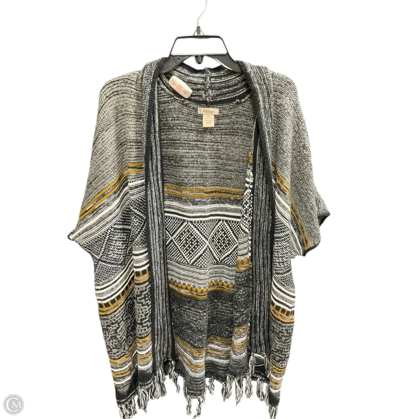 Sweater Cardigan By Clothes Mentor In Black & Gold, Size: 3x