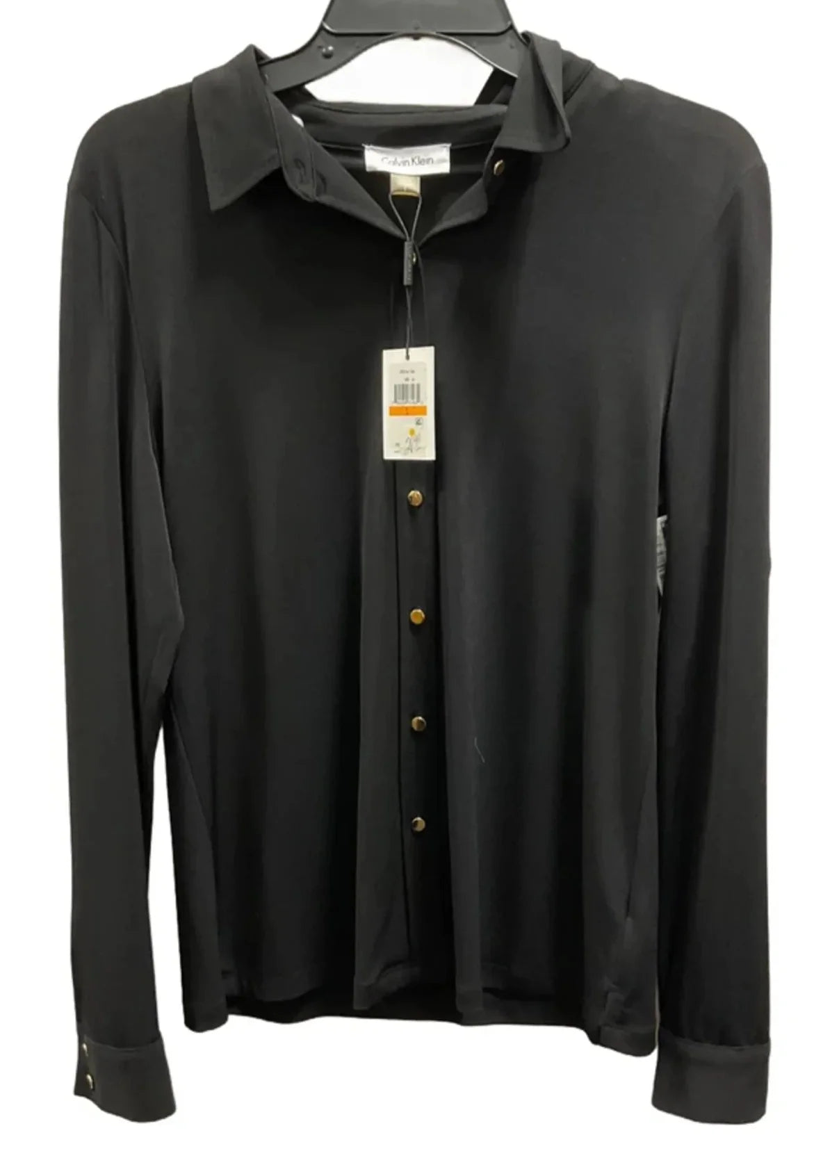 Top 3/4 Sleeve By Calvin Klein In Black, Size: S