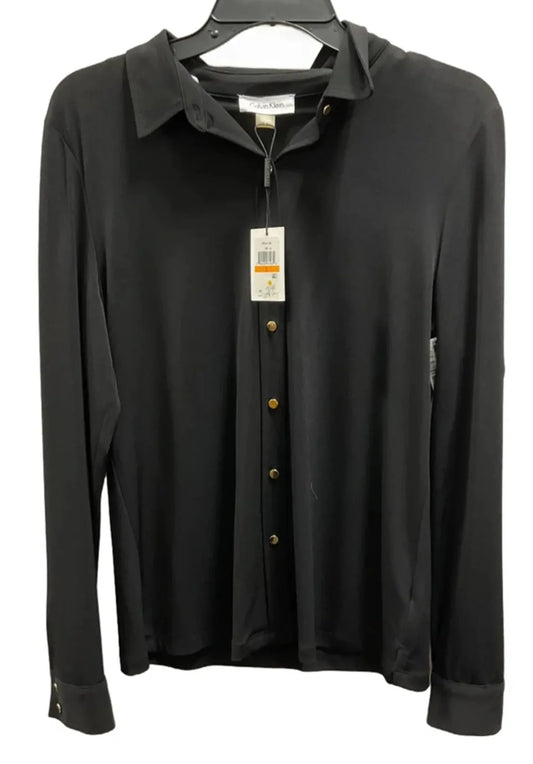 Top 3/4 Sleeve By Calvin Klein In Black, Size: S