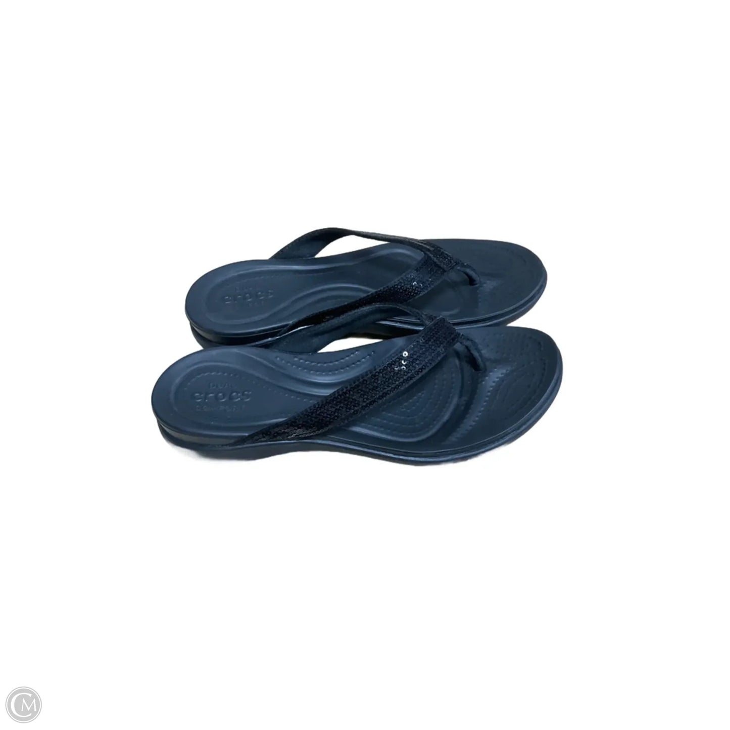 Sandals Flip Flops By Crocs In Black, Size: 9