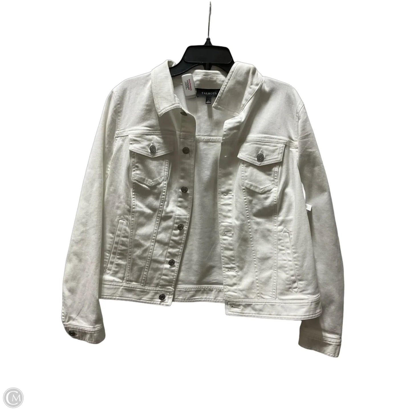 Jacket Denim By Talbots In White, Size: L