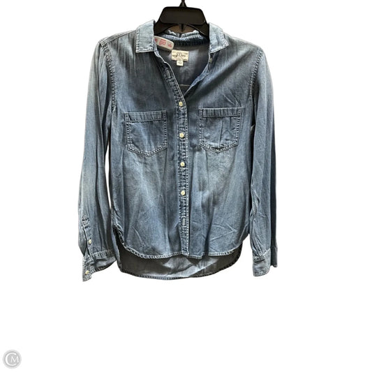Blouse Long Sleeve By J. Crew In Blue Denim, Size: M