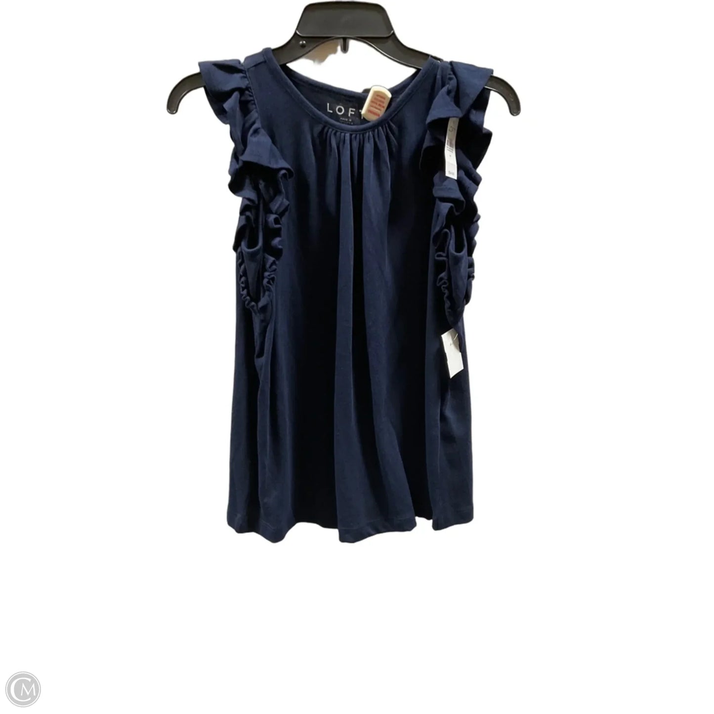 Top Short Sleeve By Loft In Navy, Size: M