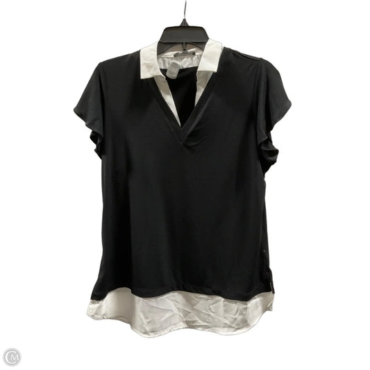 Top Short Sleeve By Adrianna Papell In Black, Size: M