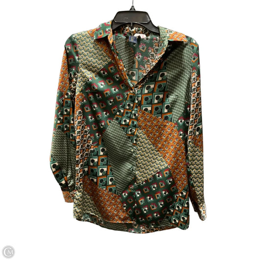 Blouse Long Sleeve By Rachel Roy In Green & Tan, Size: Xs