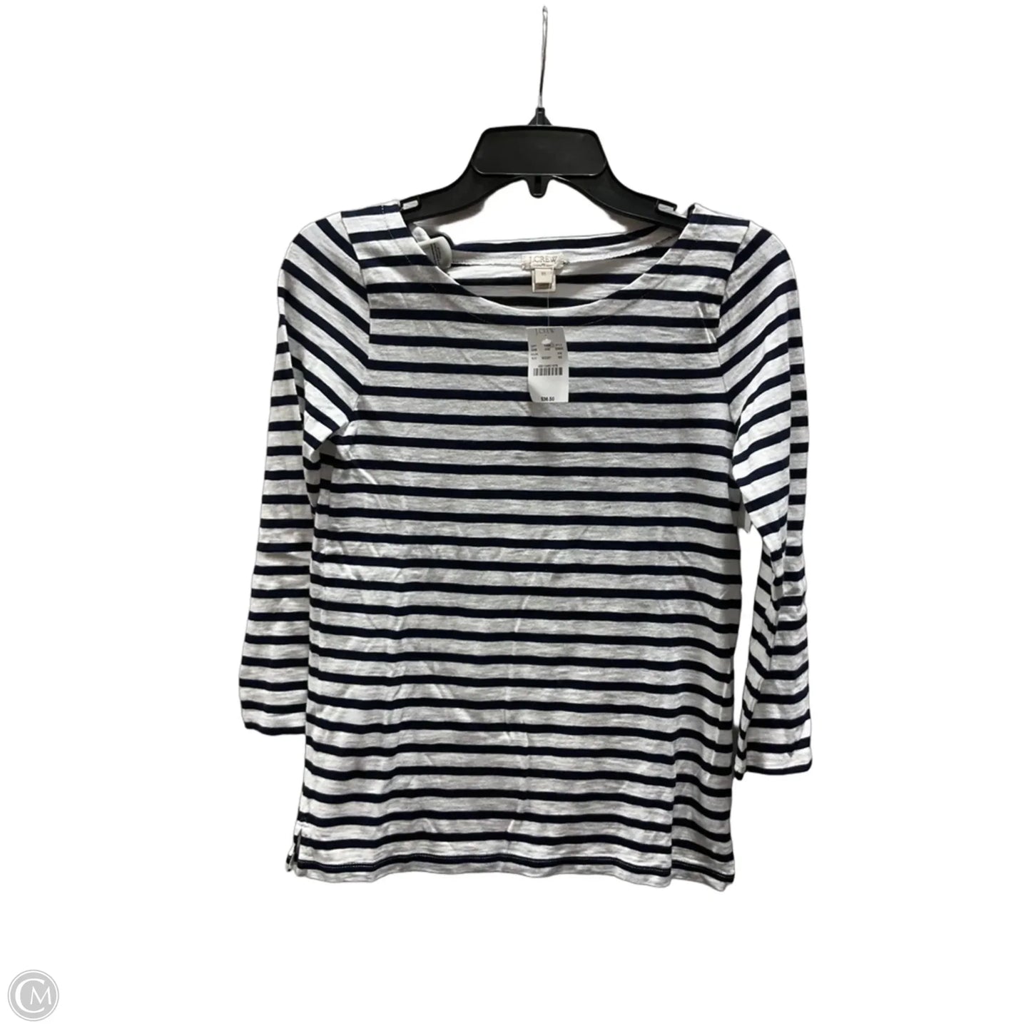 Top 3/4 Sleeve Basic By J. Crew In Striped Pattern, Size: Xs