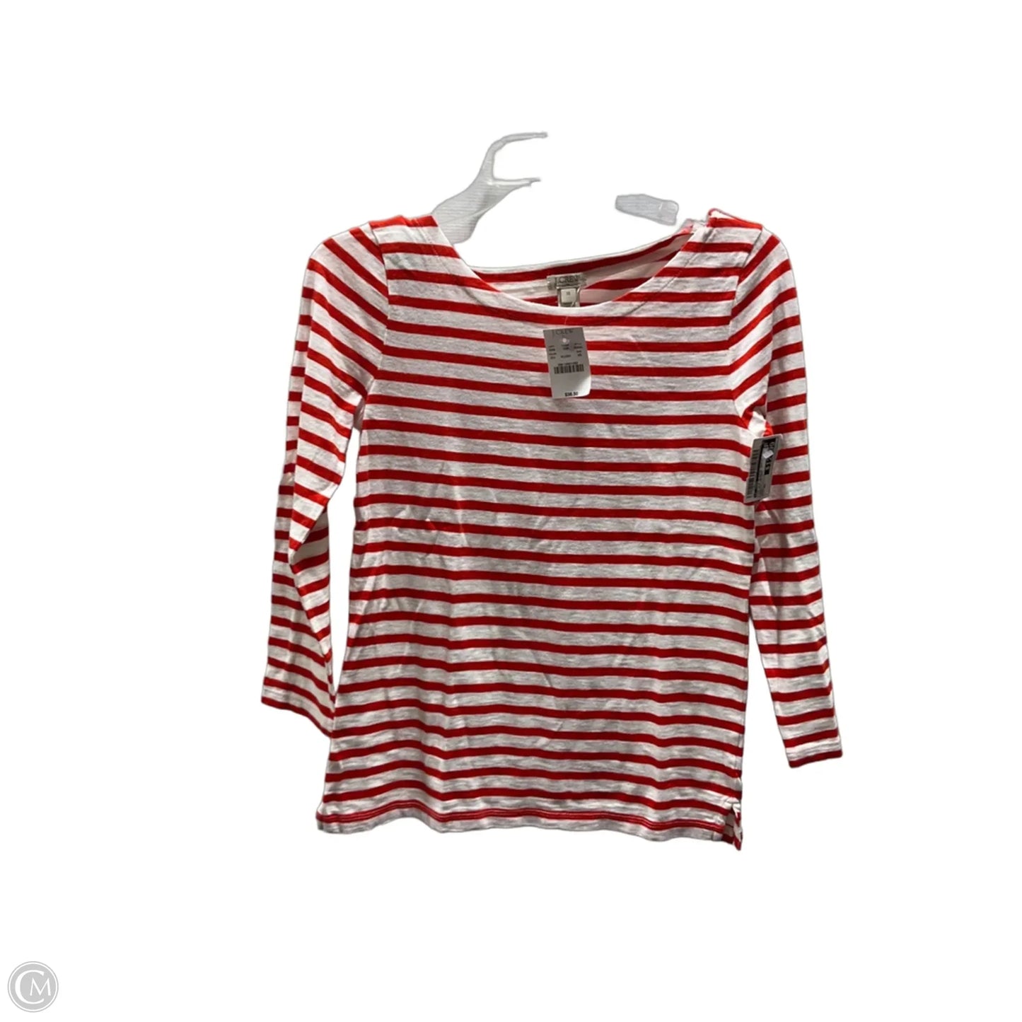 Top 3/4 Sleeve Basic By J. Crew In Striped Pattern, Size: Xs