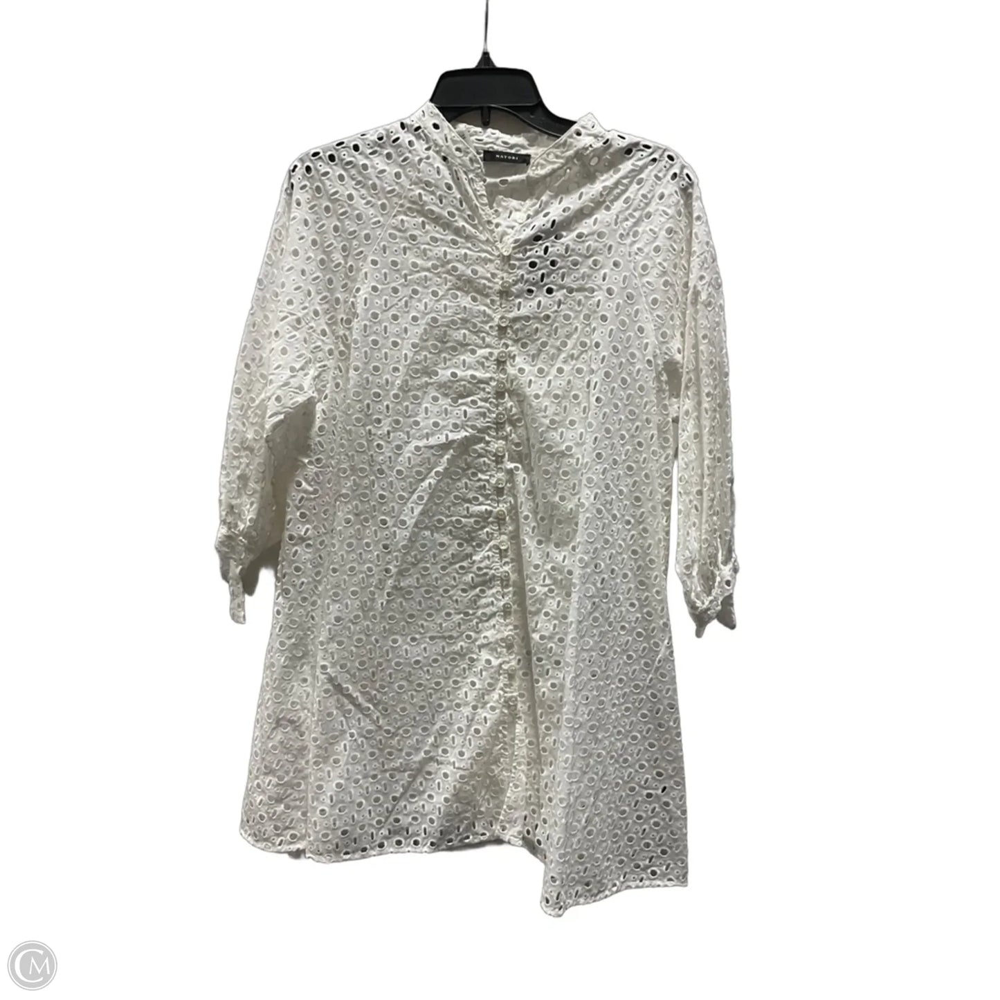 Blouse Long Sleeve By Natori In White, Size: S