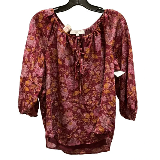 Top 3/4 Sleeve By Loft In Red, Size: M