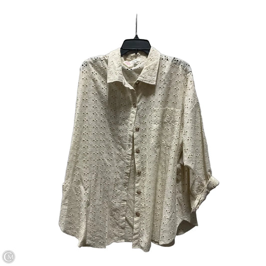 Blouse Long Sleeve By Maurices In Cream, Size: 2x