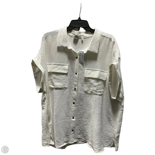 Blouse Short Sleeve By Maurices In White, Size: 2x
