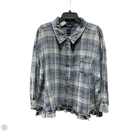 Blouse Long Sleeve By Ali Miles In Plaid Pattern, Size: 3x