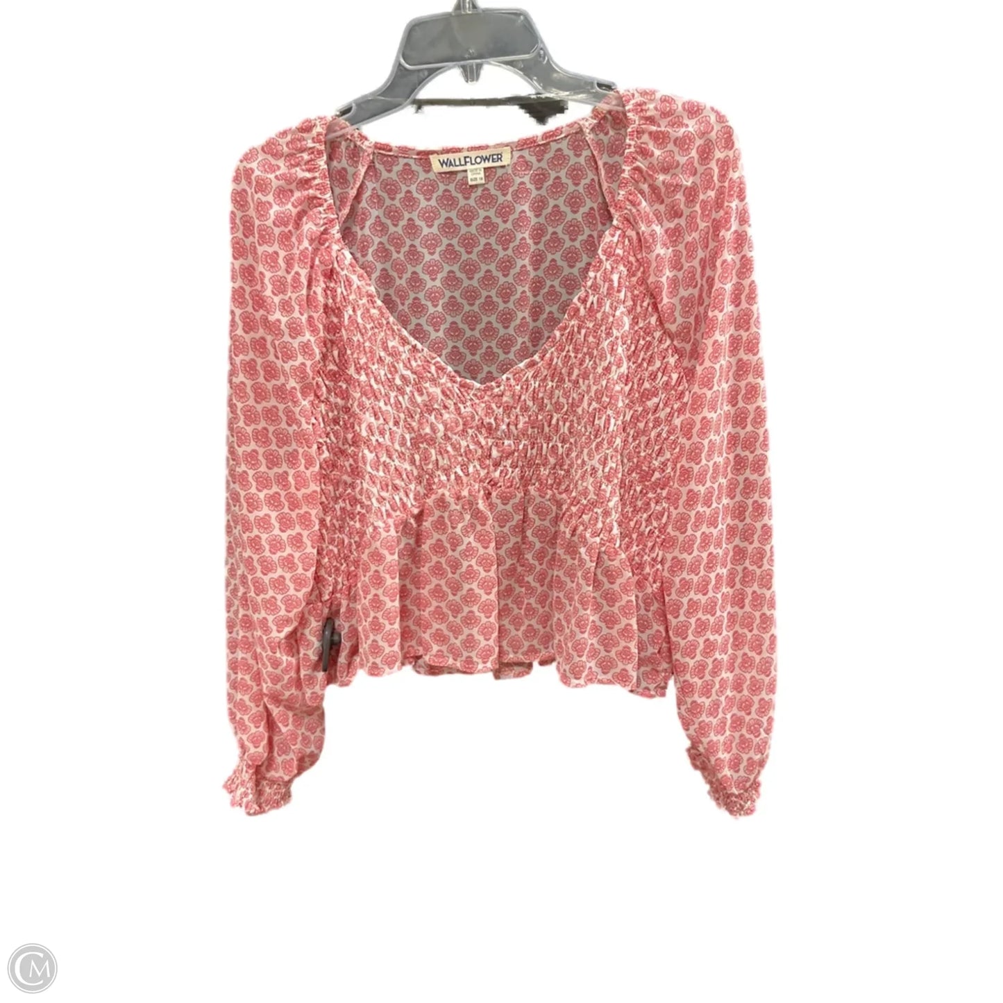 Top Long Sleeve By Wallflower In Red & White, Size: 1x