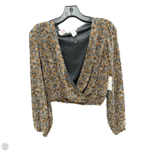 Top Long Sleeve By Japna In Orange & Tan, Size: Xs