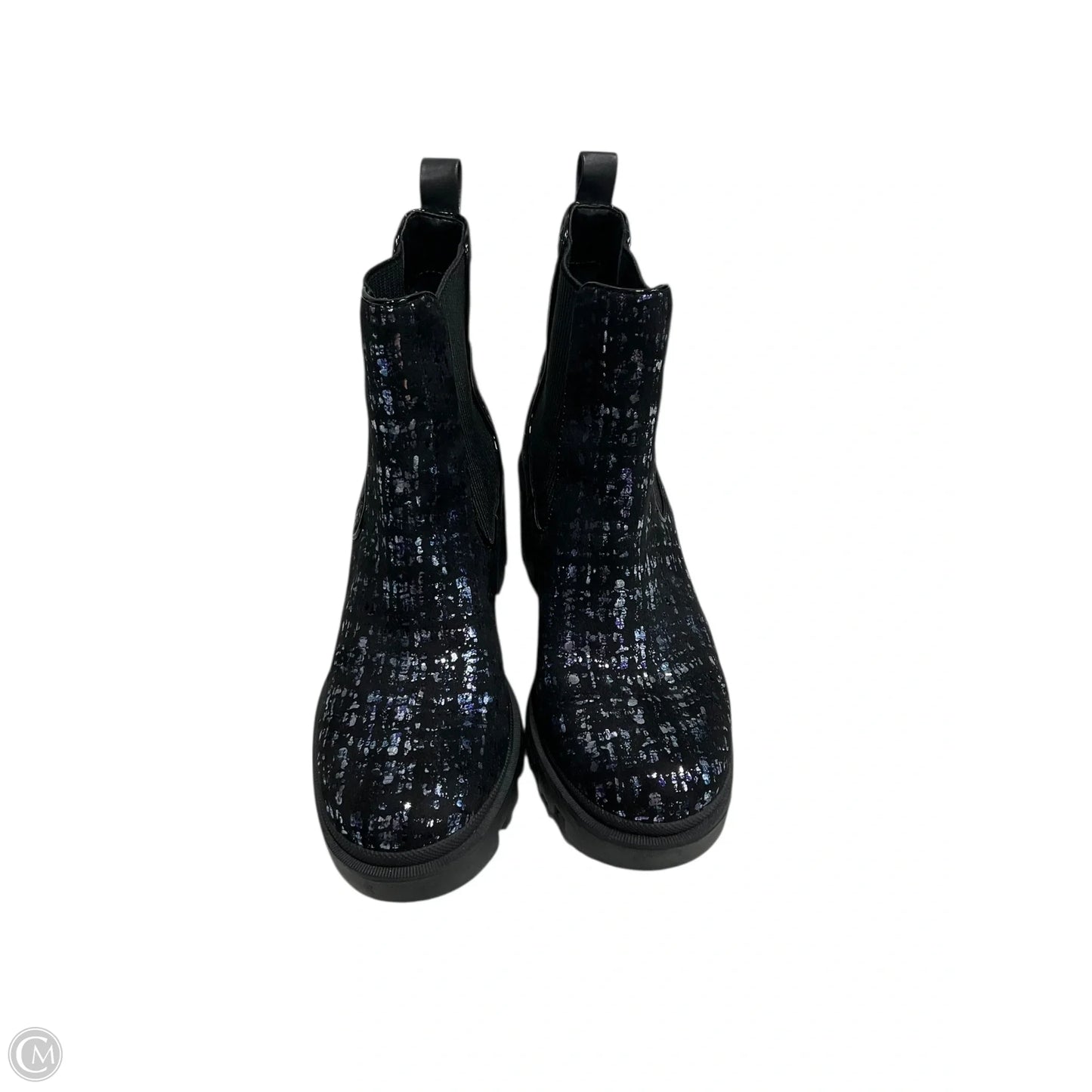 Boots Ankle Heels By Betsey Johnson In Black & Blue, Size: 7.5