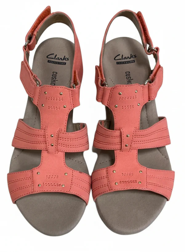 Sandals Heels Wedge By Clarks In Orange, Size: 8.5