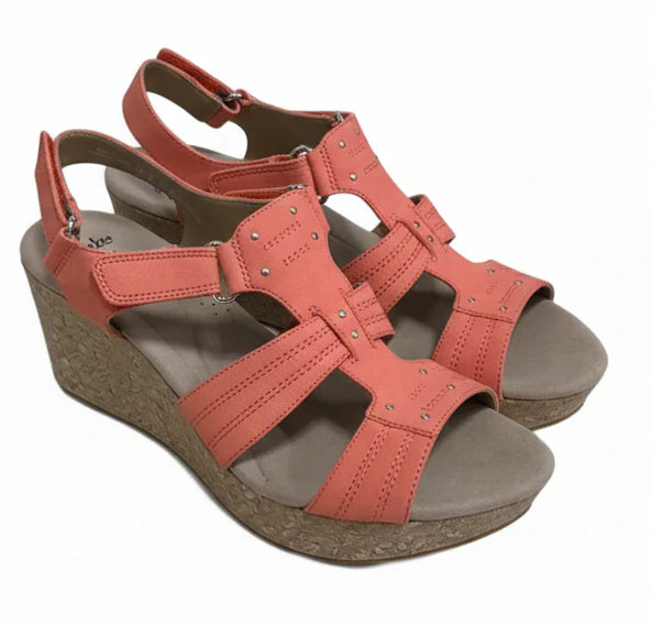 Sandals Heels Wedge By Clarks In Orange, Size: 8.5