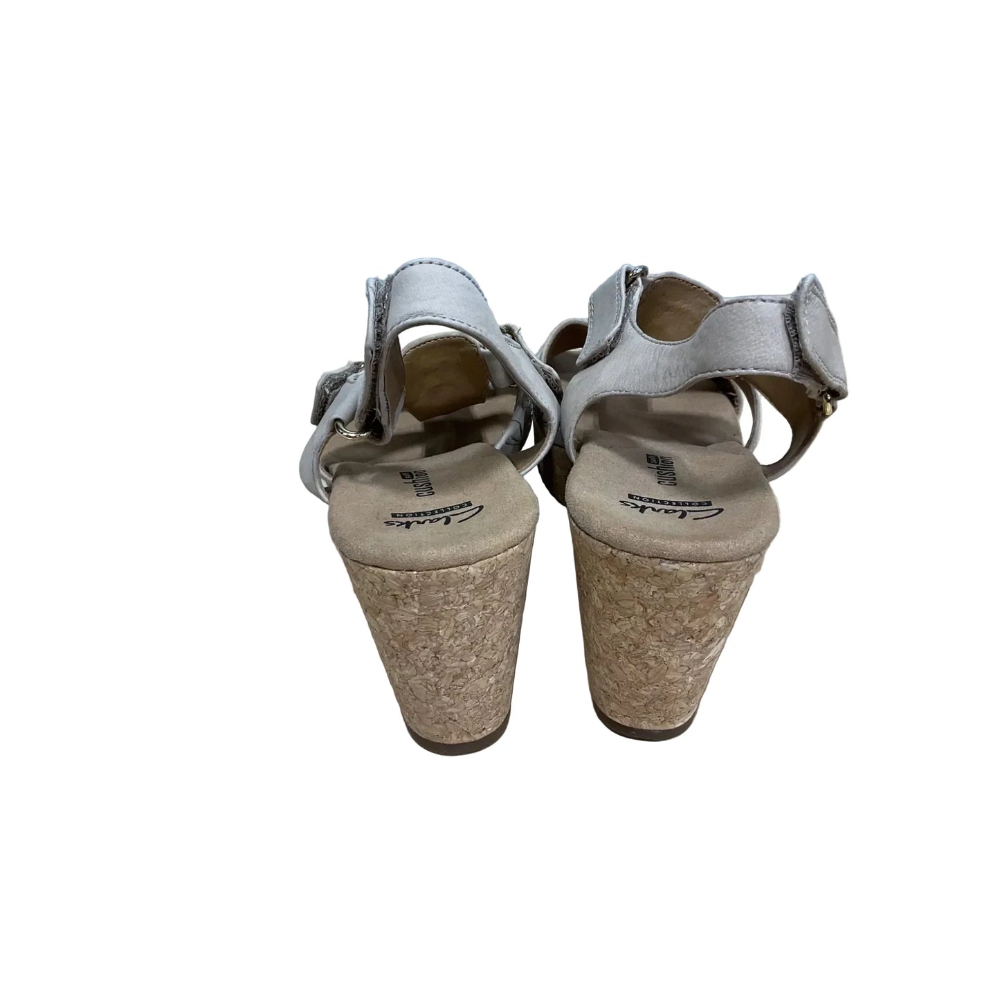 Sandals Heels Wedge By Clarks In Grey, Size: 8.5
