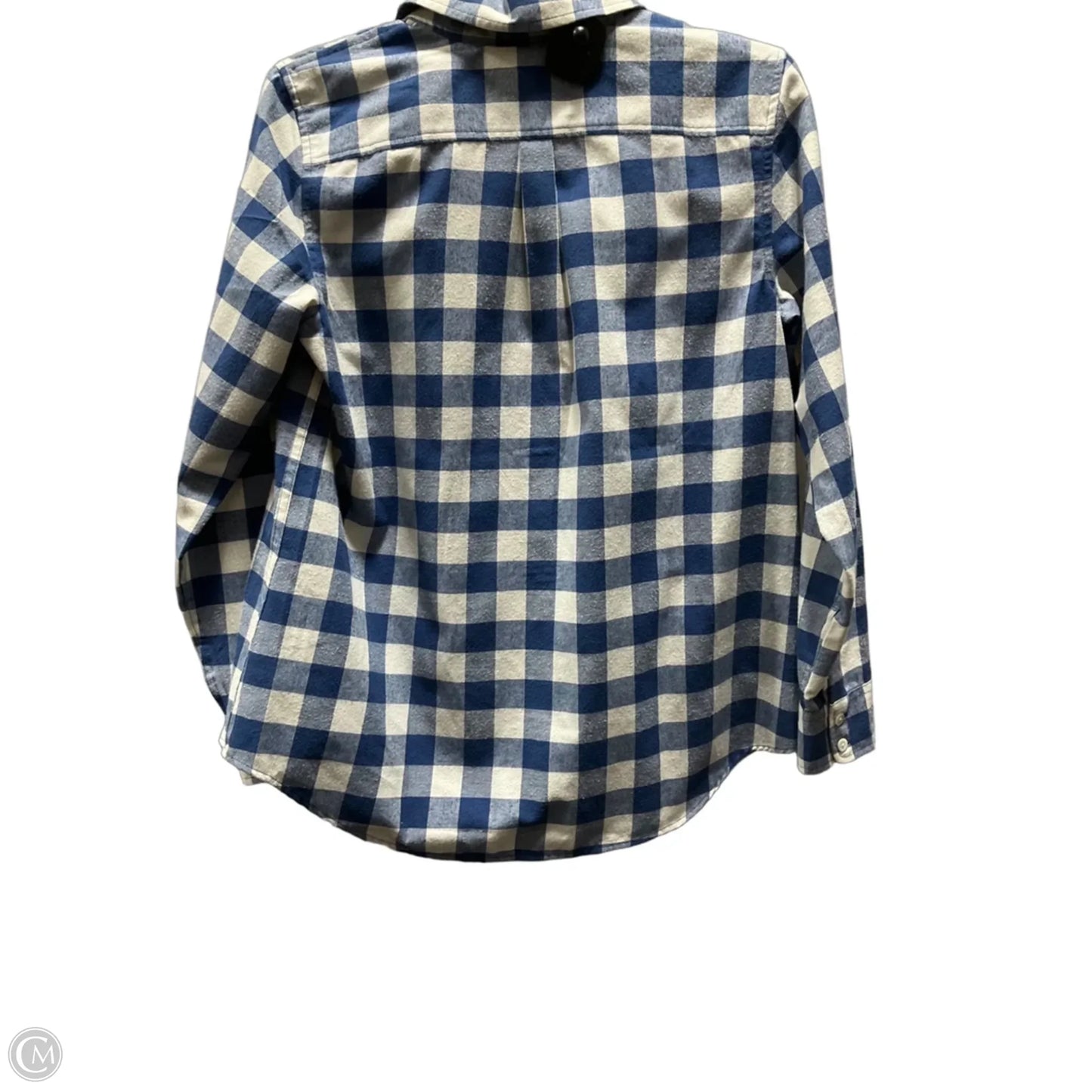 Blouse Long Sleeve By Vineyard Vines In Blue & Cream, Size: 2