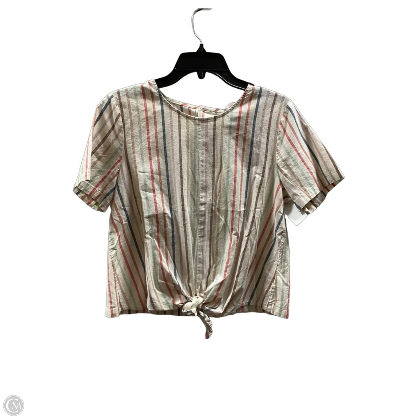 Top Short Sleeve By Madewell In Striped Pattern, Size: M
