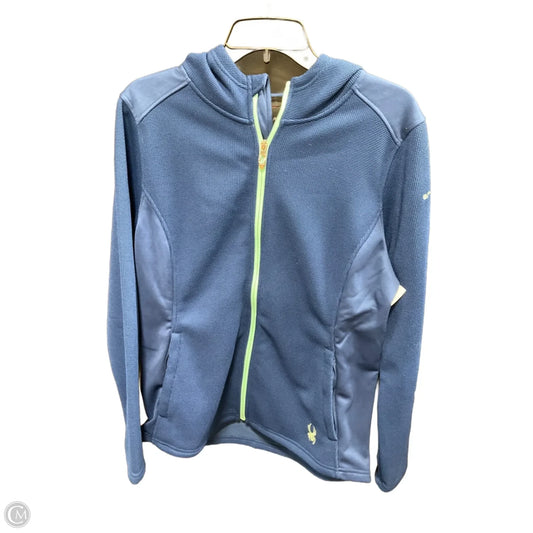 Athletic Top Long Sleeve Hoodie By Spyder In Blue, Size: L