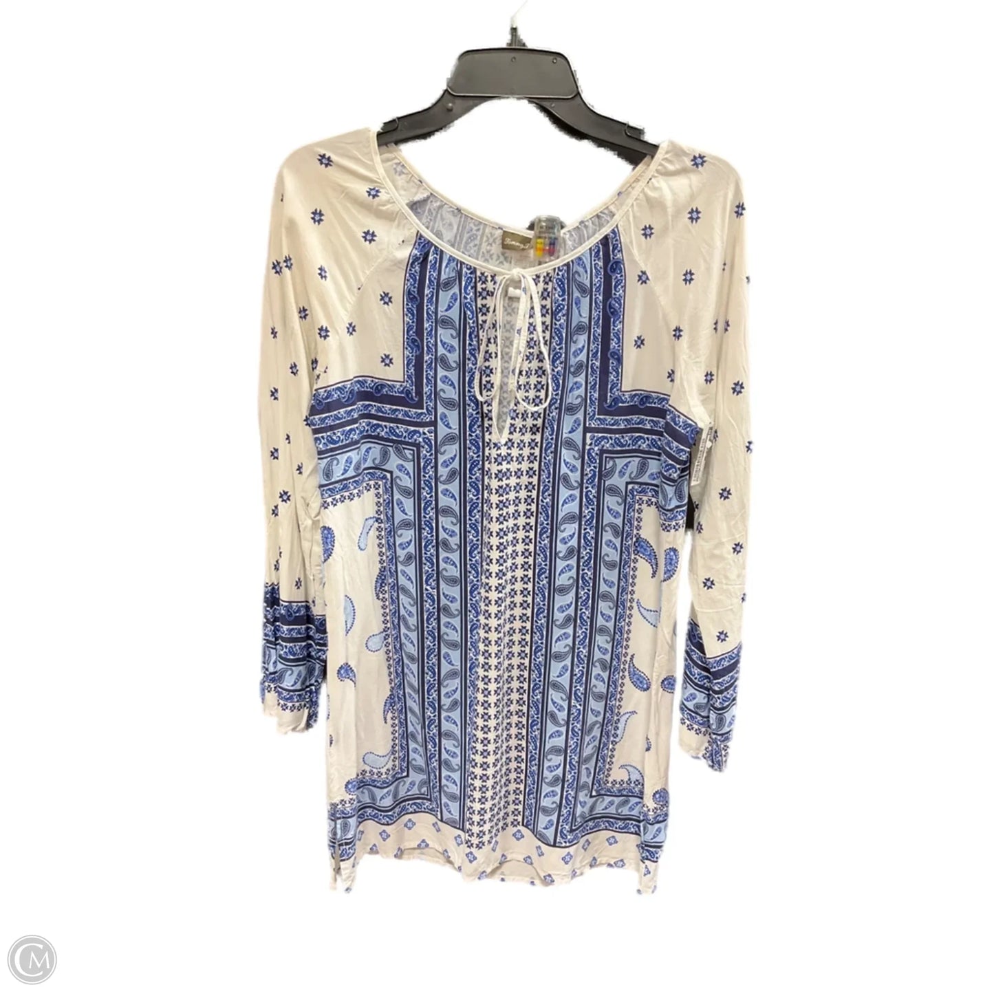 Top Long Sleeve By Tommy Bahama In Blue & White, Size: S