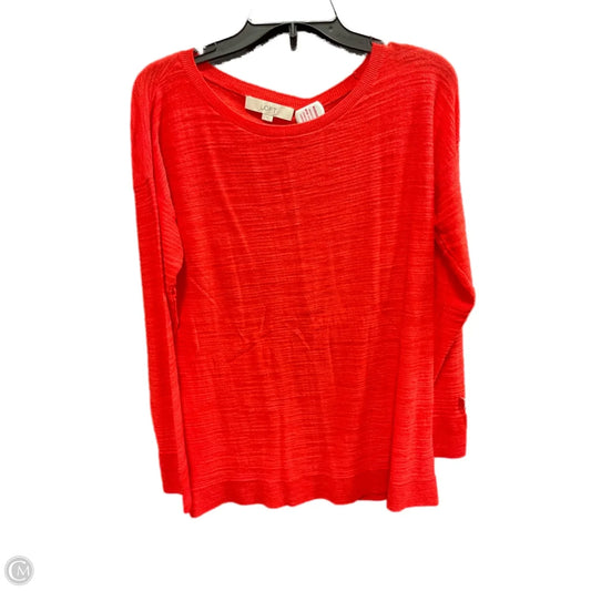 Top Long Sleeve By Loft In Red, Size: L