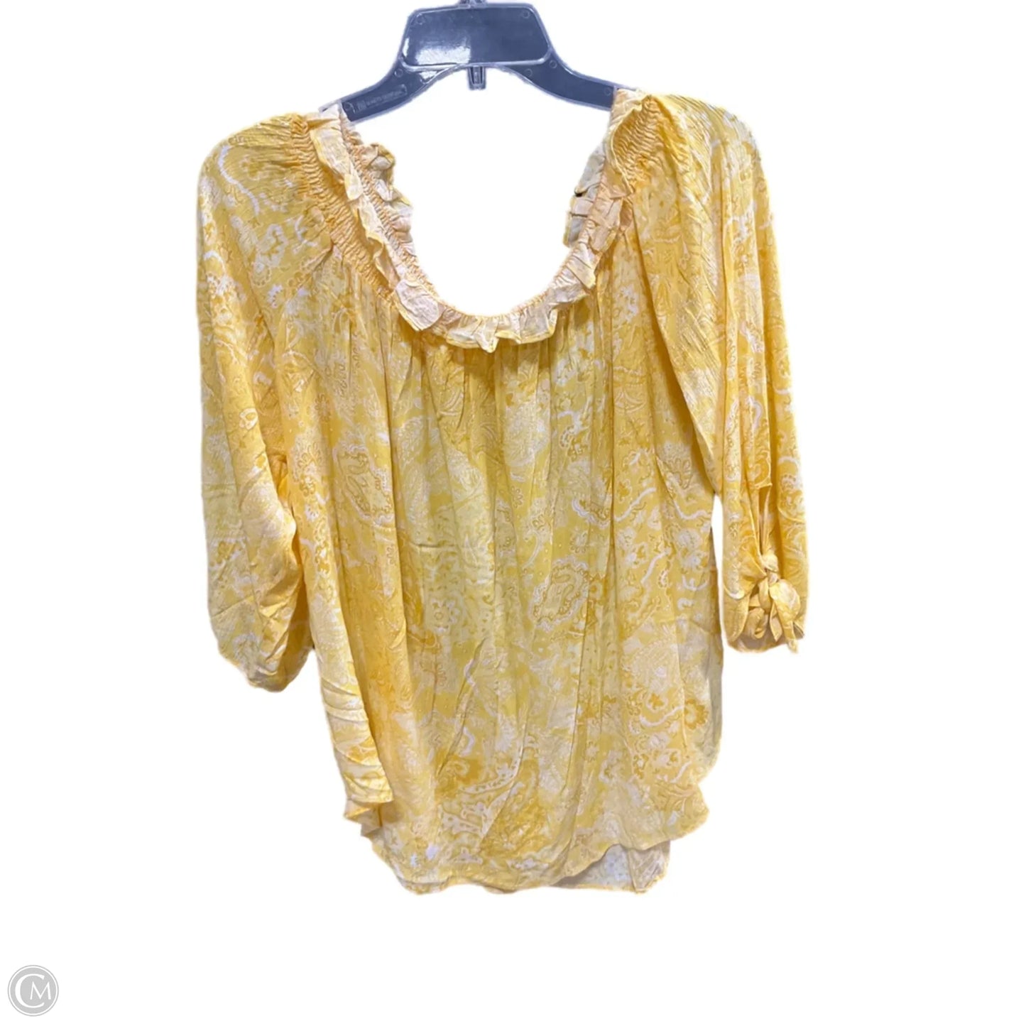 Top 3/4 Sleeve By Michael By Michael Kors In Yellow, Size: Xxl