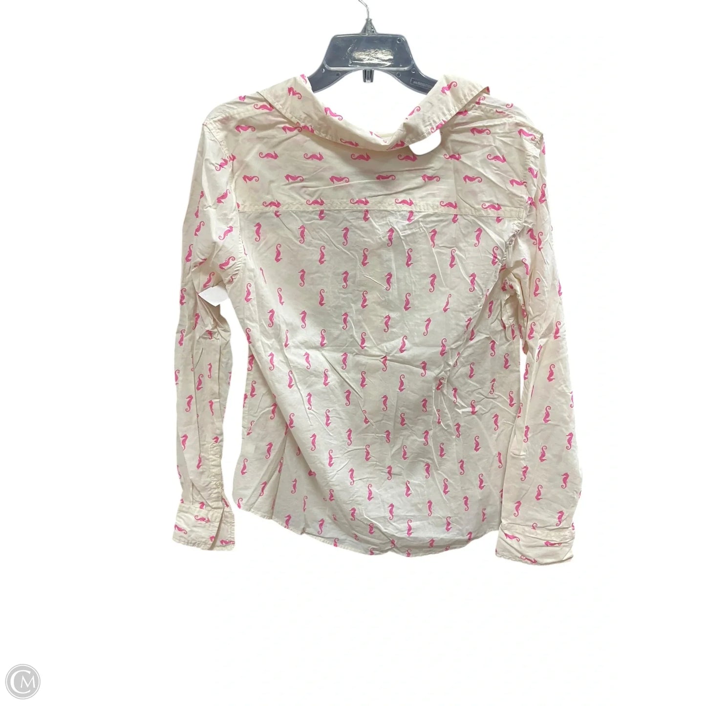 Blouse Long Sleeve By Merona In Pink & White, Size: Xl