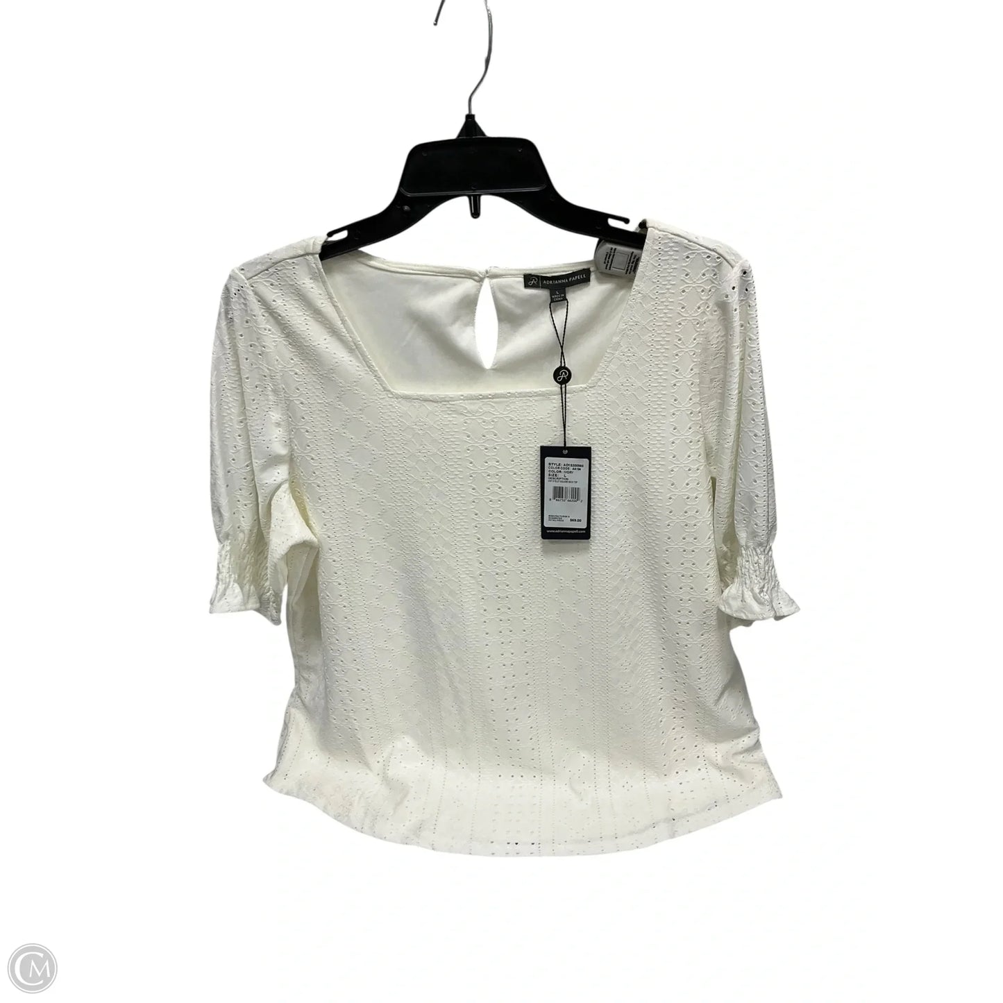 Top Short Sleeve By Adrianna Papell In White, Size: L