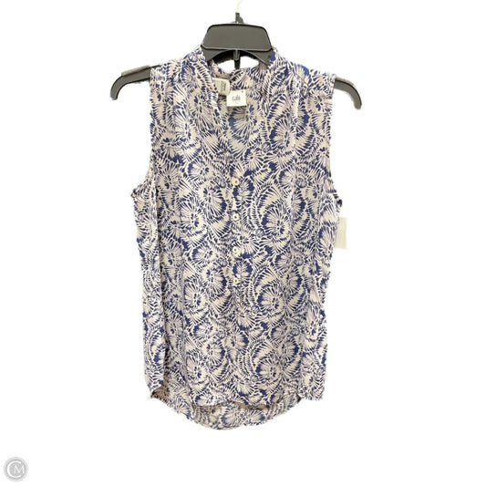 Top Sleeveless By Cabi In Blue & White, Size: S