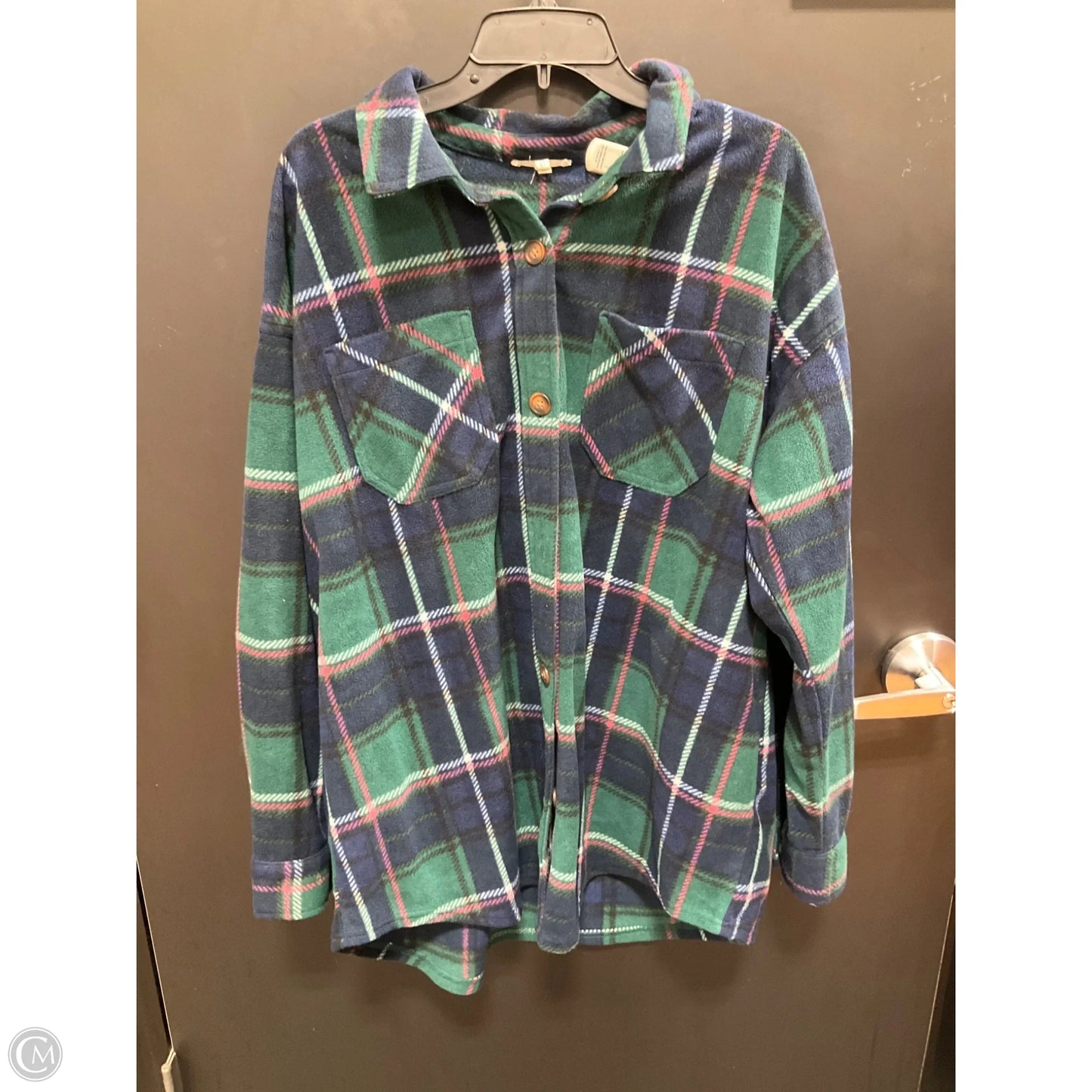 Jacket Shirt By Maurices In Green, Size: 1x