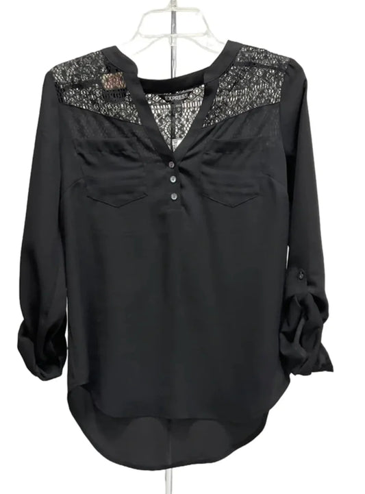 Top Long Sleeve By Express In Black, Size: Xs