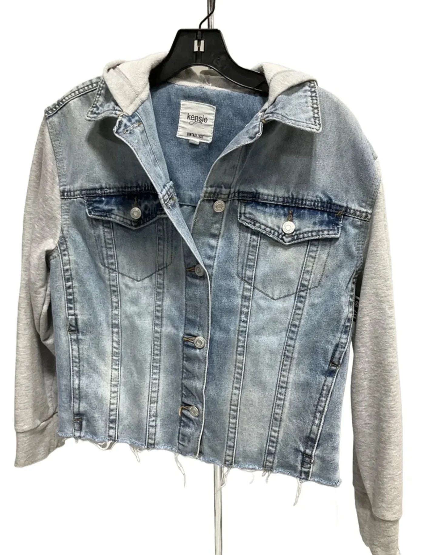 Jacket Denim By Kensie In Blue & Grey, Size: S