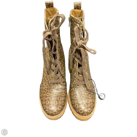 Boots Ankle Heels By Guess In Brown, Size: 8