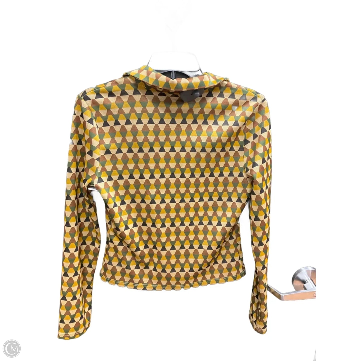 Blouse Long Sleeve By Zara In Green & Yellow, Size: S