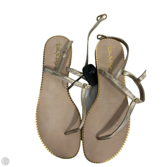 Sandals Designer By Lilly Pulitzer In Gold & Tan, Size: 10
