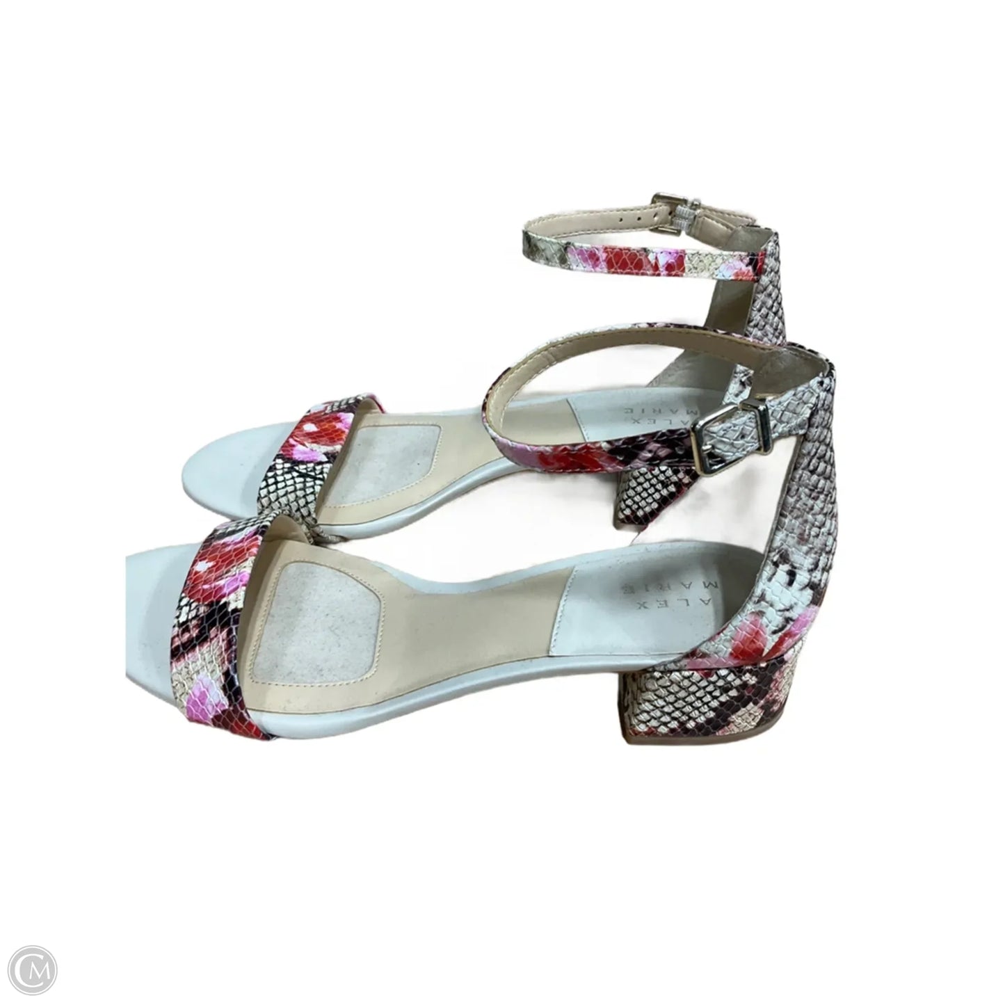 Sandals Heels Kitten By Alex Marie In Pink & Red, Size: 9