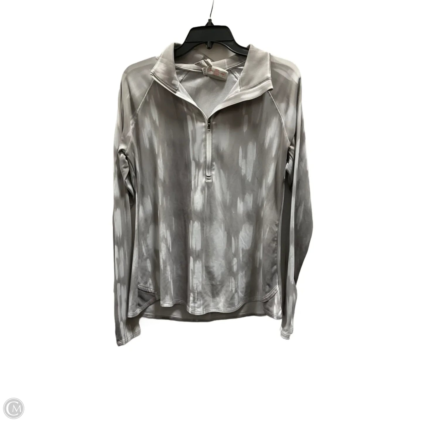 Athletic Top Long Sleeve Collar By Under Armour In Grey, Size: L