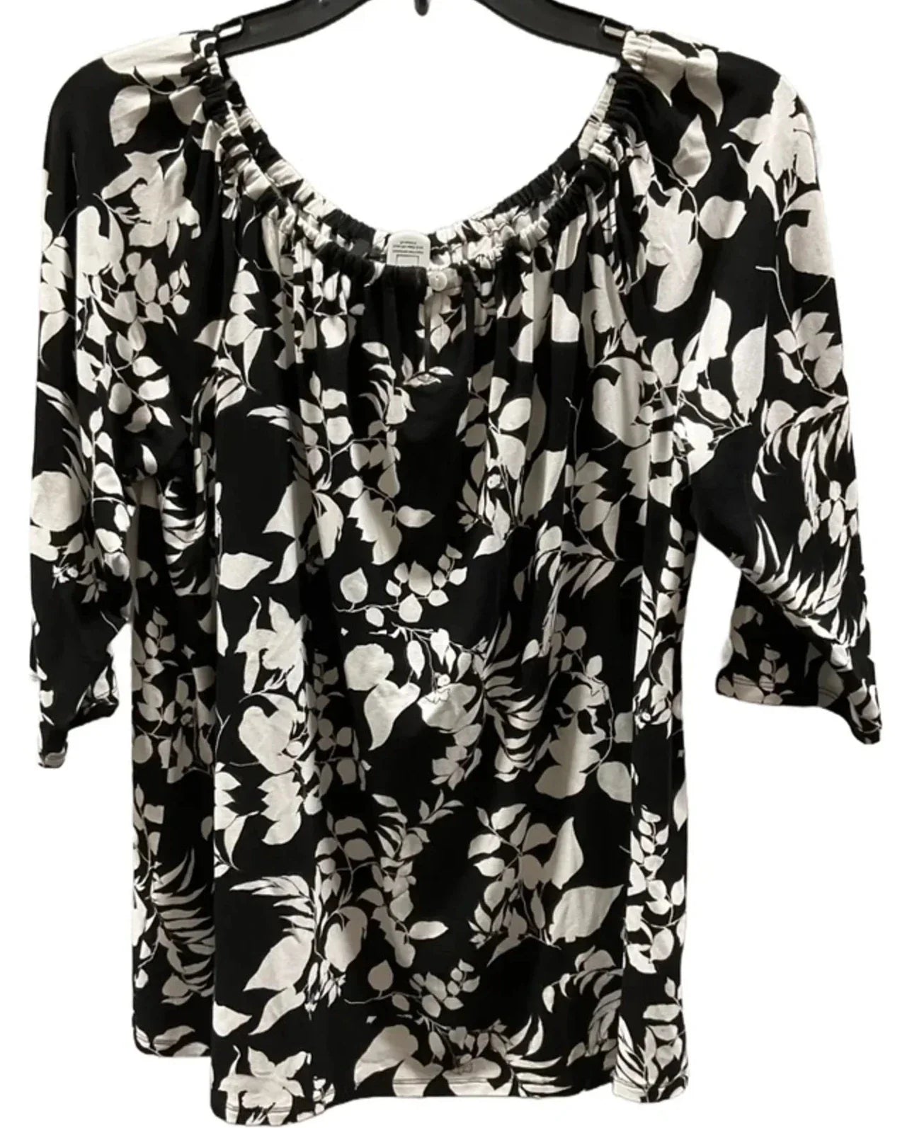 Top 3/4 Sleeve Basic By J. Jill In Black & White, Size: M