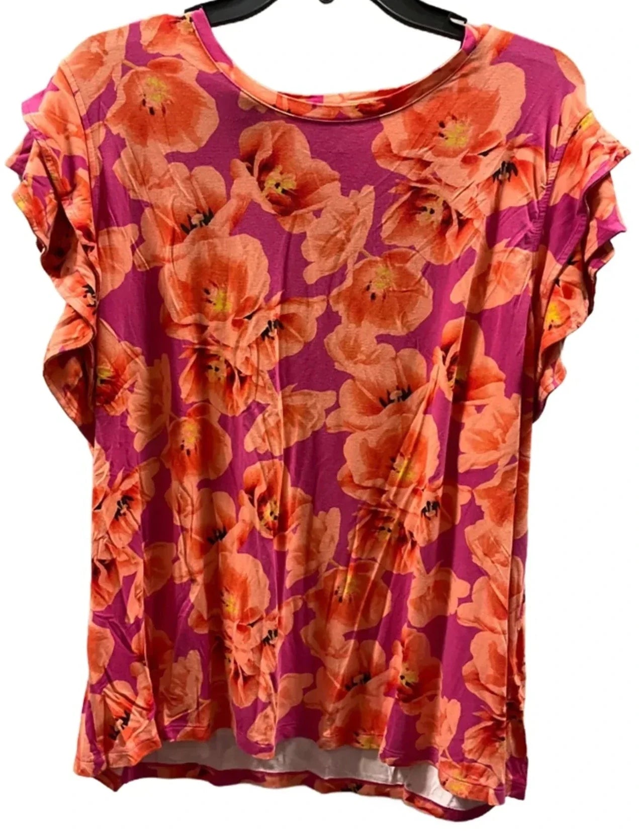 Top Short Sleeve Basic By Chicos In Floral Print, Size: Xxl