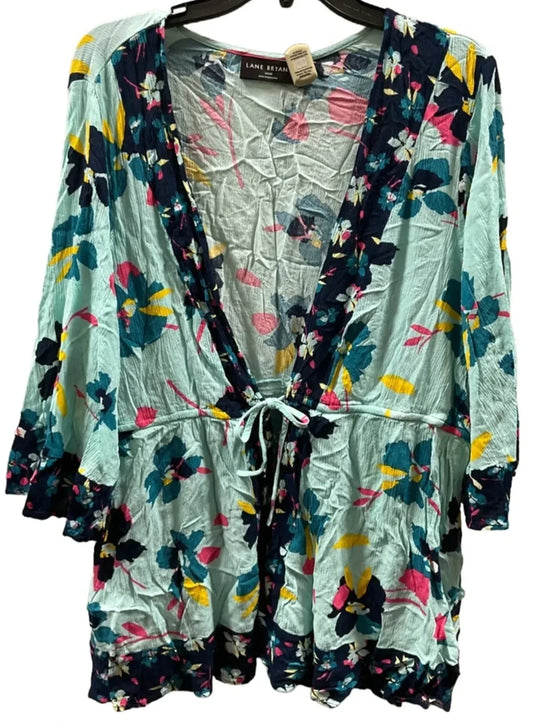 Cardigan By Lane Bryant In Floral Print, Size: 2x