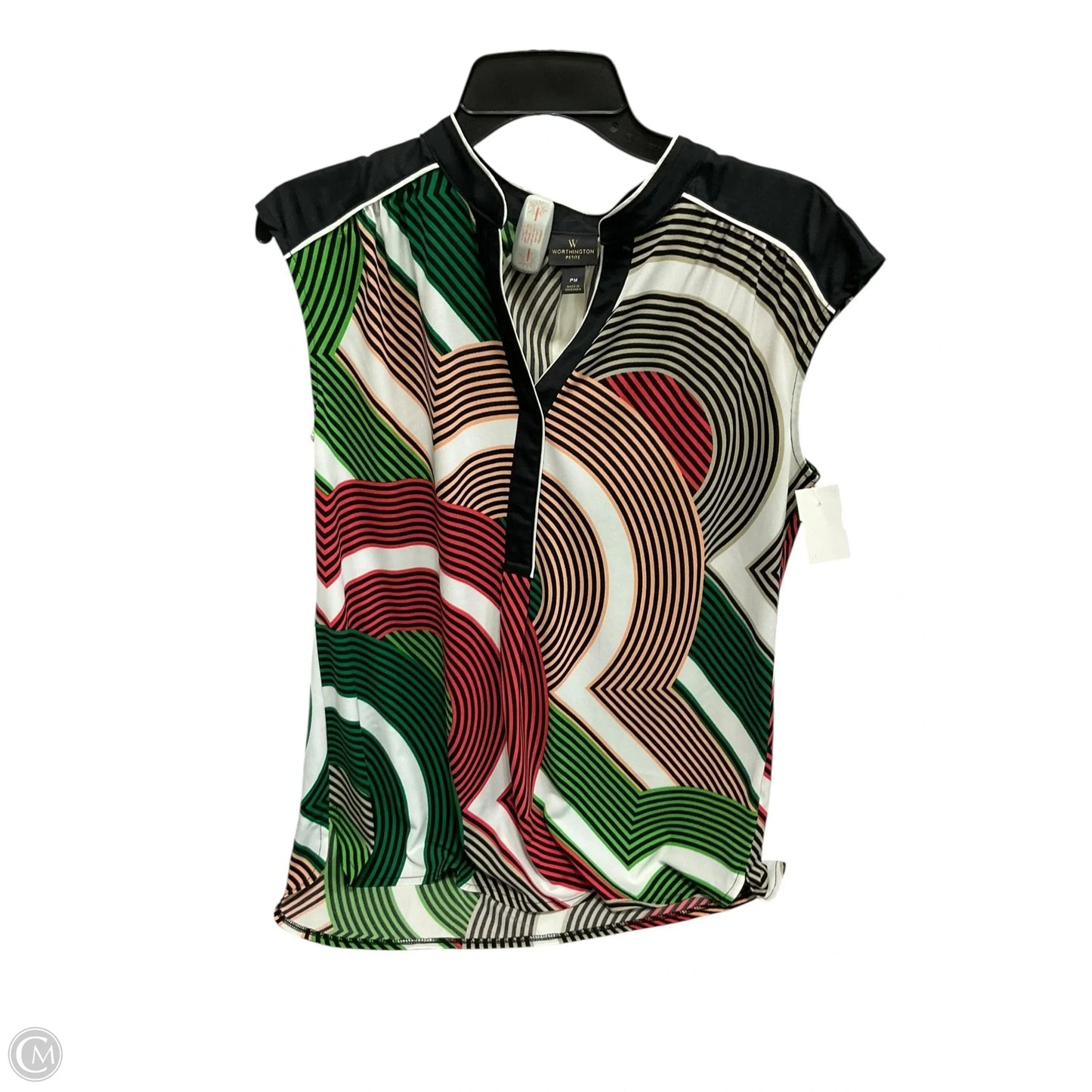 Top Sleeveless By Worthington In Green & Orange, Size: Mp