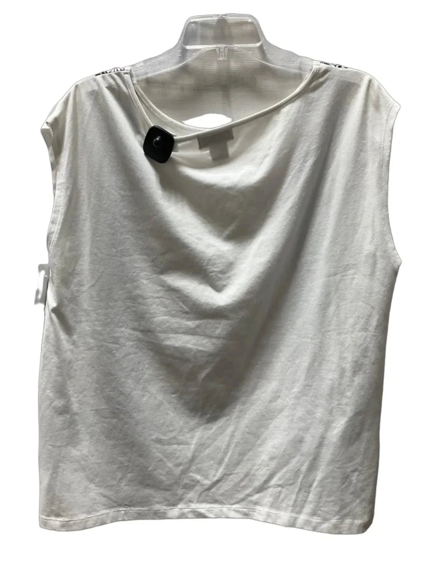 Top Sleeveless By Liz Claiborne In White & Yellow, Size: M
