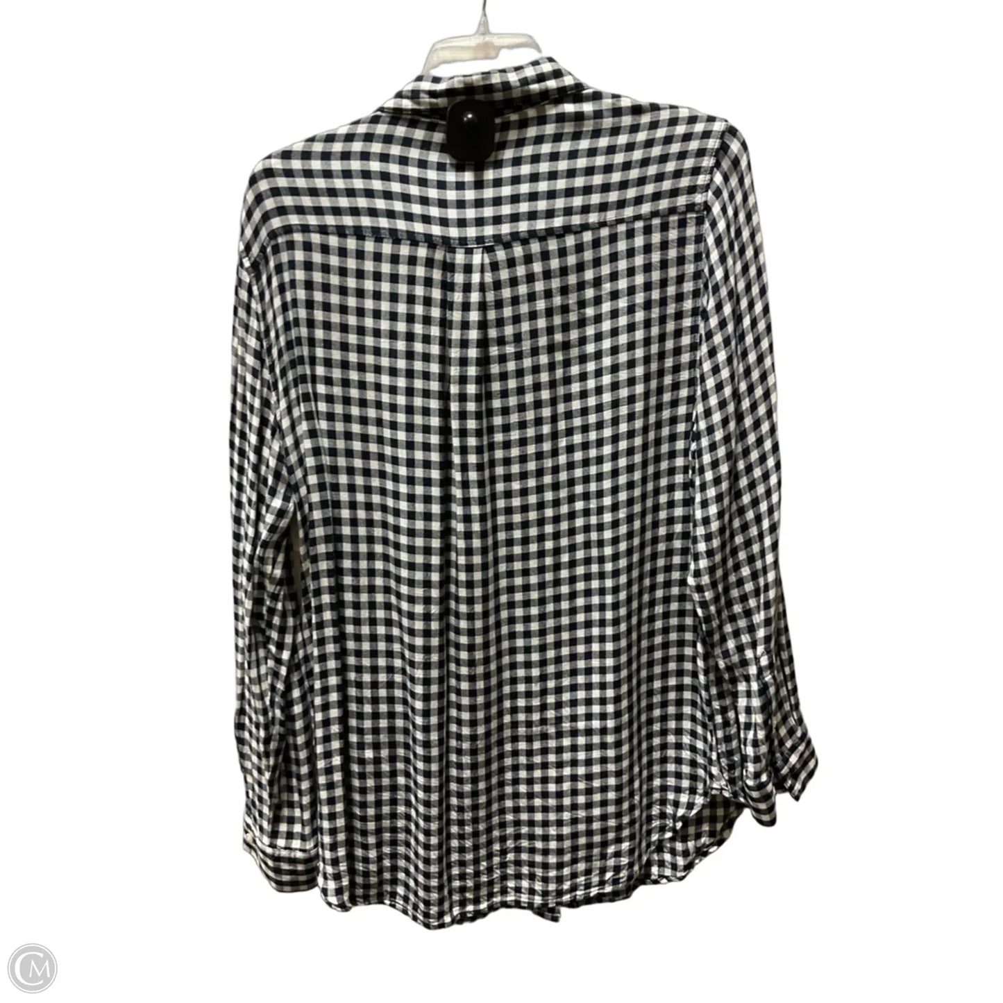 Blouse Long Sleeve By Banana Republic In Plaid Pattern, Size: L